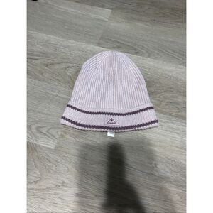 Athleta Daily Knit Beanie Ribbed Cuffed Light Purple Stripe Winter Hat